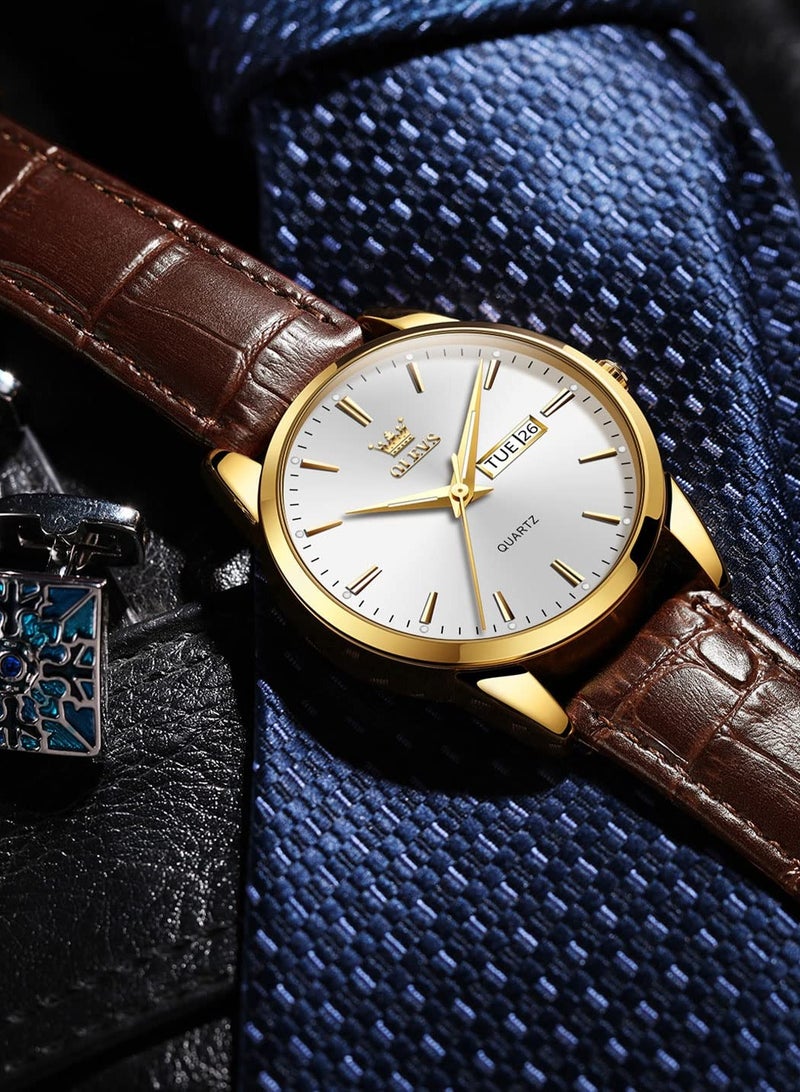 أوليفز ساعات رجالية كوارتز انالوج مقاومة للماء جلد 6898 - Image 4