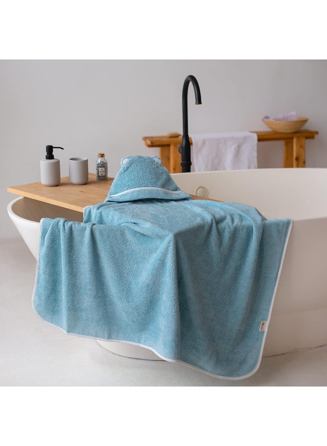 Warm Cuddles منشفة استحمام بيبي دافئة - مصنوعة من الرايون من البامبو - منشفة بيبي حديثي الولادة مع غطاء - منشفة كبيرة مع غطاء لحديثي الولادة (أزرق) - Image 4