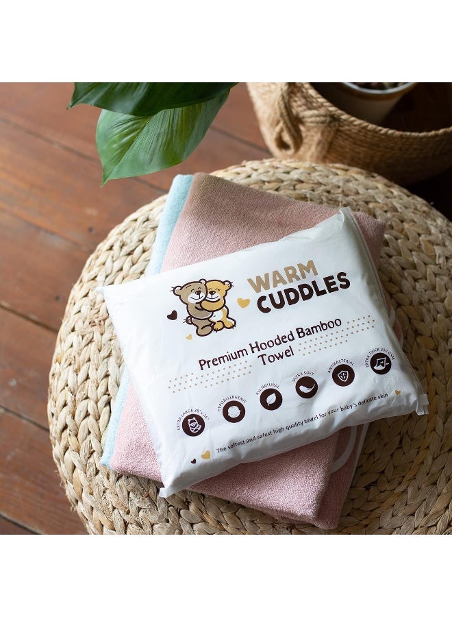 Warm Cuddles منشفة استحمام بيبي دافئة - مصنوعة من الرايون من البامبو - منشفة بيبي حديثي الولادة مع غطاء - منشفة كبيرة مع غطاء لحديثي الولادة (أزرق) - Image 5