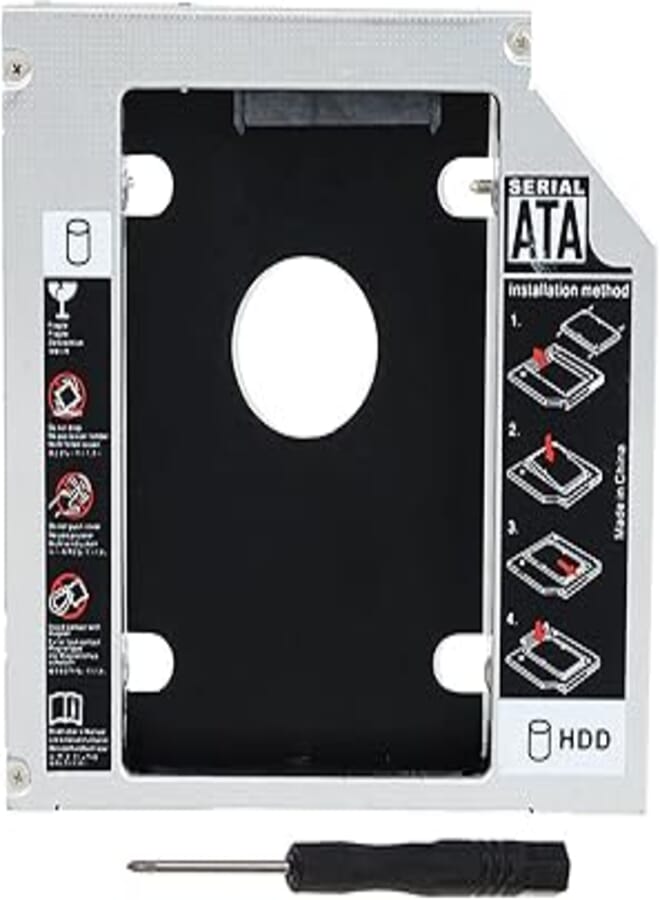 Hard Drive Caddy Tray, Universal 9.5Mm SATA To SATA 2Nd SSD HDD Hard Disk Caddy Adapter Tray Enclosures - Hard Disk Mounting Bracket With Screwdriver Compatible For Hp, Lenovo, Dell, Acer Laptops