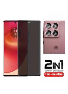 CoomBe 2 in 1 Screen Protector Privacy Tempered Glass and Camera Lens Film for Moto Edge 60 Fusion, Scratch Resistant, Anti-Fingerprint, Bubble Free, 9H Anti-Spy Tempered Glass Film  - Image 1