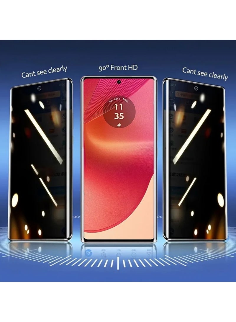 CoomBe 2 in 1 Screen Protector Privacy Tempered Glass and Camera Lens Film for Moto Edge 60 Fusion, Scratch Resistant, Anti-Fingerprint, Bubble Free, 9H Anti-Spy Tempered Glass Film - Image 3