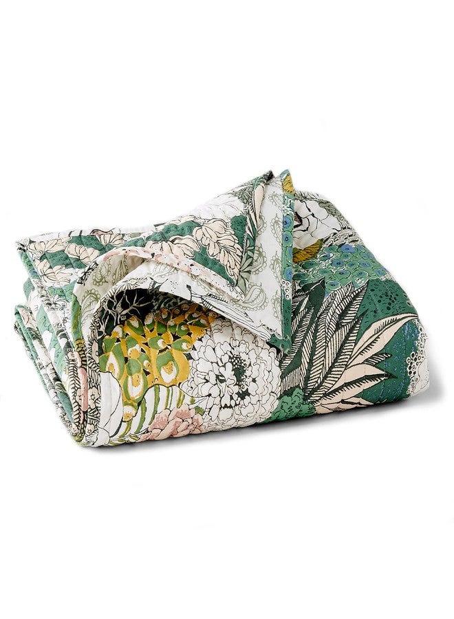 Levtex Home - Bettina - Throw - Floral - Teal, Blue, Green, Mauve, Cream - Quilted Throw (50x60in.) - Cotton - Image 3