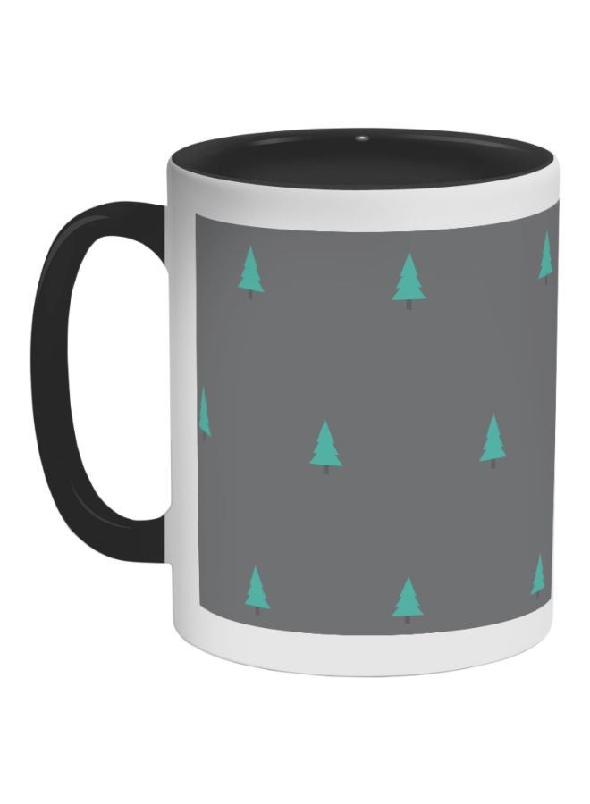 Cedar Trees Printed Coffee Mug Black/White/Grey 325ml