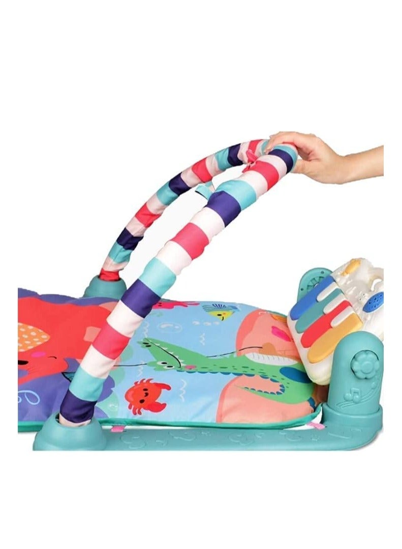 Factory Price Monkey Hat Pedal Piano Activity Baby Gyms And Playmats with Hanging Toys Raspberry Red - Image 3