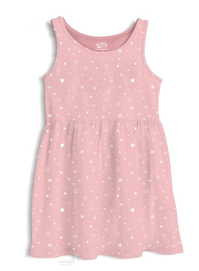 minicult Girls A-Line Mini Cotton Sleveless Dress with All Over Print (Pink)(Pack of 1)(2-3 Years) - Image 1