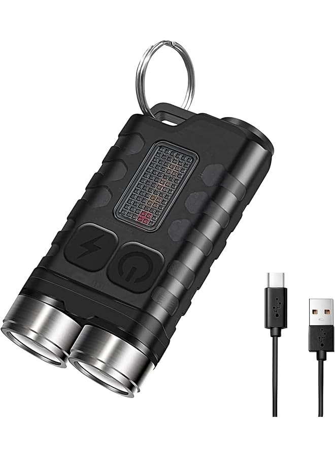 PROMASS Mini Keyring Torches LED Super Bright 900LM Small Pocket Torch Rechargeable Keychain EDC Flashlight with 10 Modes White UV Red Blue Lights IP65 Waterproof, V3