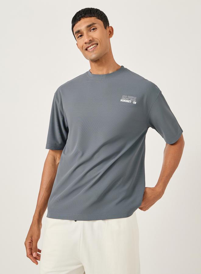 Styli Slogan Print Crew Neck Oversized T-Shirt  - Image 3