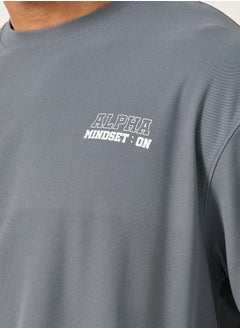 Styli Slogan Print Crew Neck Oversized T-Shirt  - Image 4