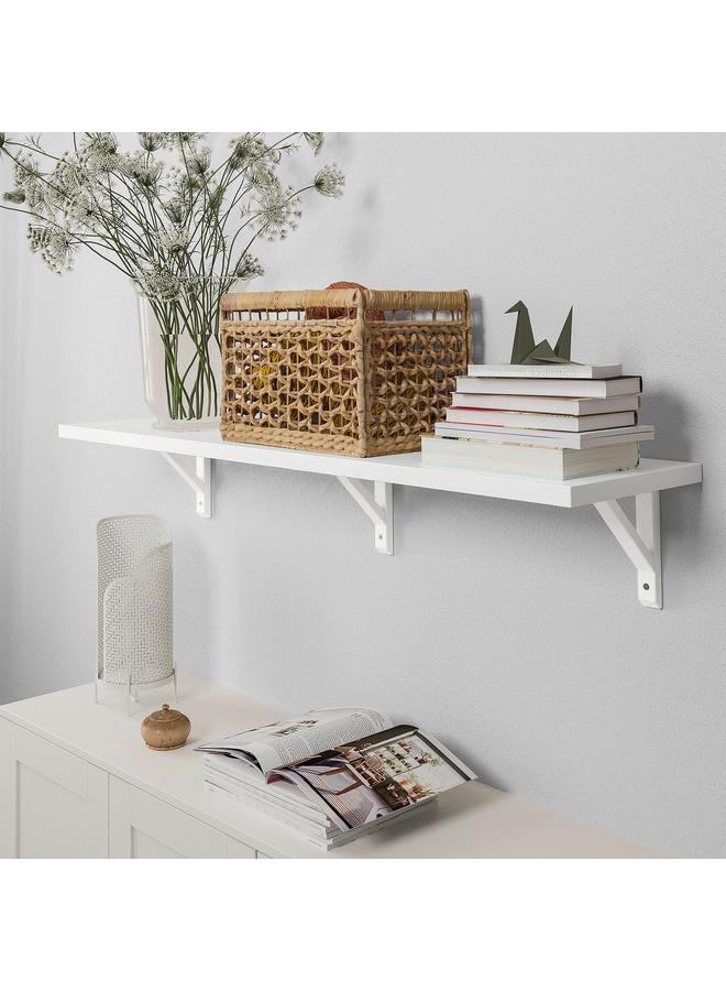 erorex Wall Shelf, White/White Stained Aspen, 120X30 Cm - Image 2