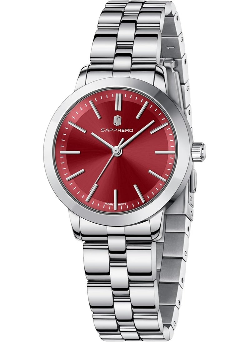 Sapphero SAPPHERO luxury women's watch with stainless steel strap, pointer quartz movement, 5 ATM waterproof, a gift for women - Image 1