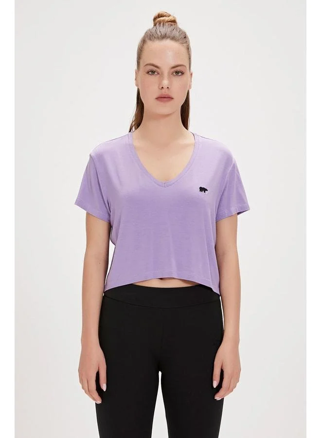 Bad Bear Menas Purple V-Neck Women's T-Shirt.