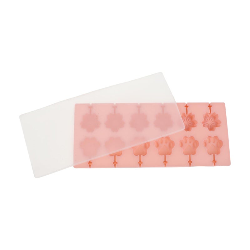 Silicone Candy Mold 12 Cavity Cherry Blossom Cat Paw Design With Cover Baking Supplies - Image 2