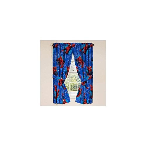 Jay Franco Marvel Spiderman Astonish 63 Window DraperyCurtain 4pc Set 2 Panels 2 Tie Backs - Image 1