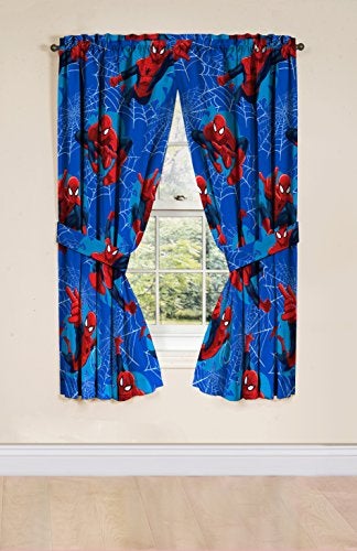 Jay Franco Marvel Spiderman Astonish 63 Window DraperyCurtain 4pc Set 2 Panels 2 Tie Backs - Image 3