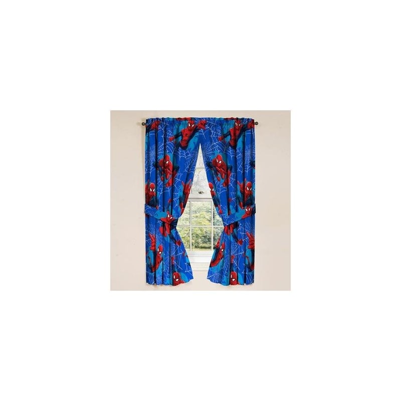Jay Franco Marvel Spiderman Astonish 63 Window DraperyCurtain 4pc Set 2 Panels 2 Tie Backs - Image 2