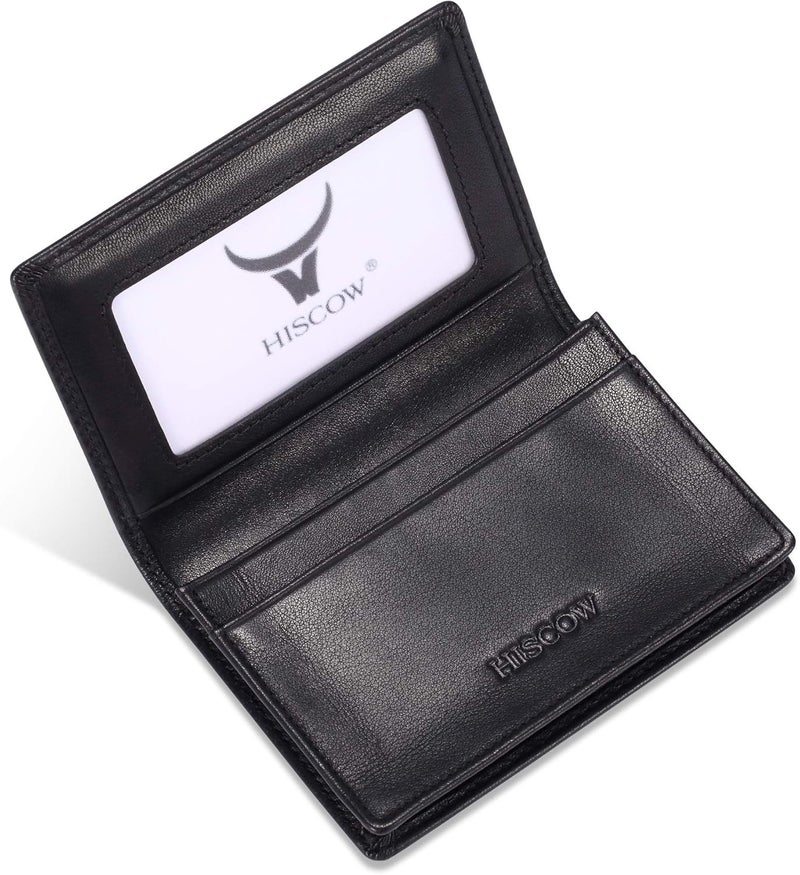 HISCOW Leather Business Card Case Holder for Men & Women, Italian Calfskin - Image 1