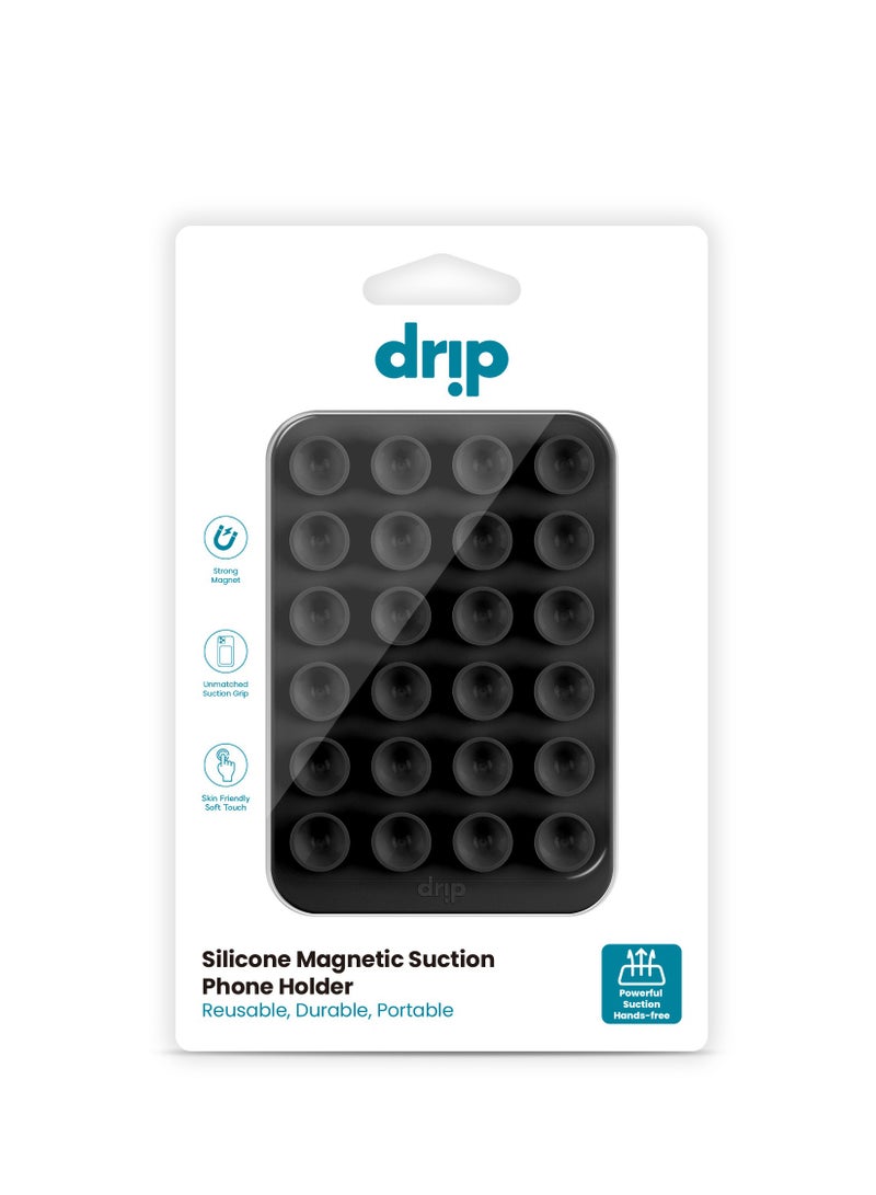 DRIP Magnetic Silicone Drip Surface Adhesive Stand for Mobile Phone-Black - Image 3