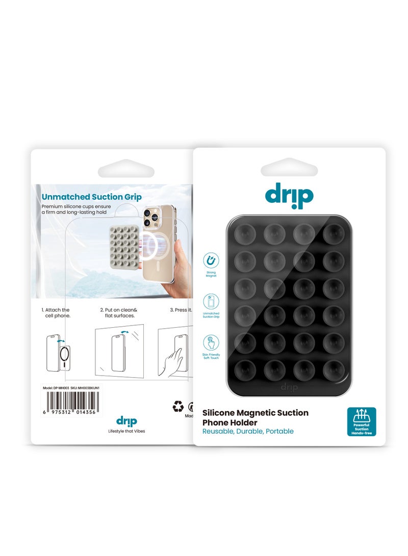 DRIP Magnetic Silicone Drip Surface Adhesive Stand for Mobile Phone-Black - Image 4