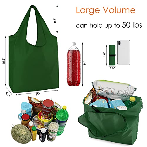 BeeGreen Reusable Bags for Shopping Machine Washable 12 Pack Xlarge Grocery bags Reusable Heavy Duty Folding with Elastic Band Colorful Tote Gift Bags Lightweight Durable Polyester - Image 2