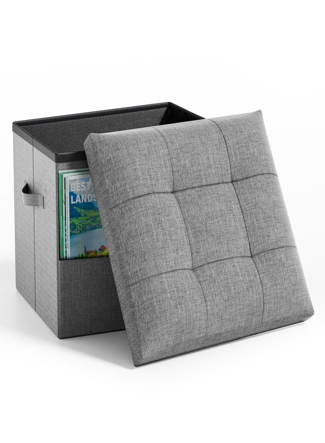 Dayacoco Storage Ottoman Foot Rest Stool, Foldable Leather Footstool Storage Bench with Thicker Foam Padded Seat,Foot Rest Stool, 43L Ottoman with Bench, Holds Up to 350lbs, 17x13x13in,Drak Gray - Image 1