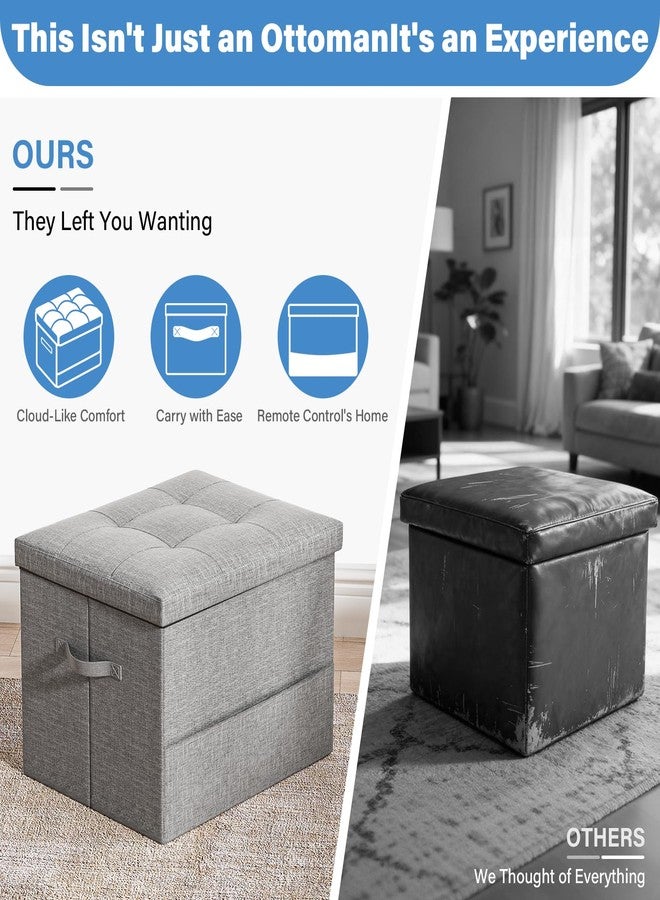 Dayacoco Storage Ottoman Foot Rest Stool, Foldable Leather Footstool Storage Bench with Thicker Foam Padded Seat,Foot Rest Stool, 43L Ottoman with Bench, Holds Up to 350lbs, 17x13x13in,Drak Gray - Image 5