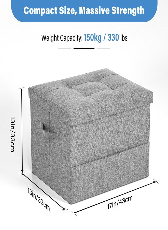 Dayacoco Storage Ottoman Foot Rest Stool, Foldable Leather Footstool Storage Bench with Thicker Foam Padded Seat,Foot Rest Stool, 43L Ottoman with Bench, Holds Up to 350lbs, 17x13x13in,Drak Gray - Image 2