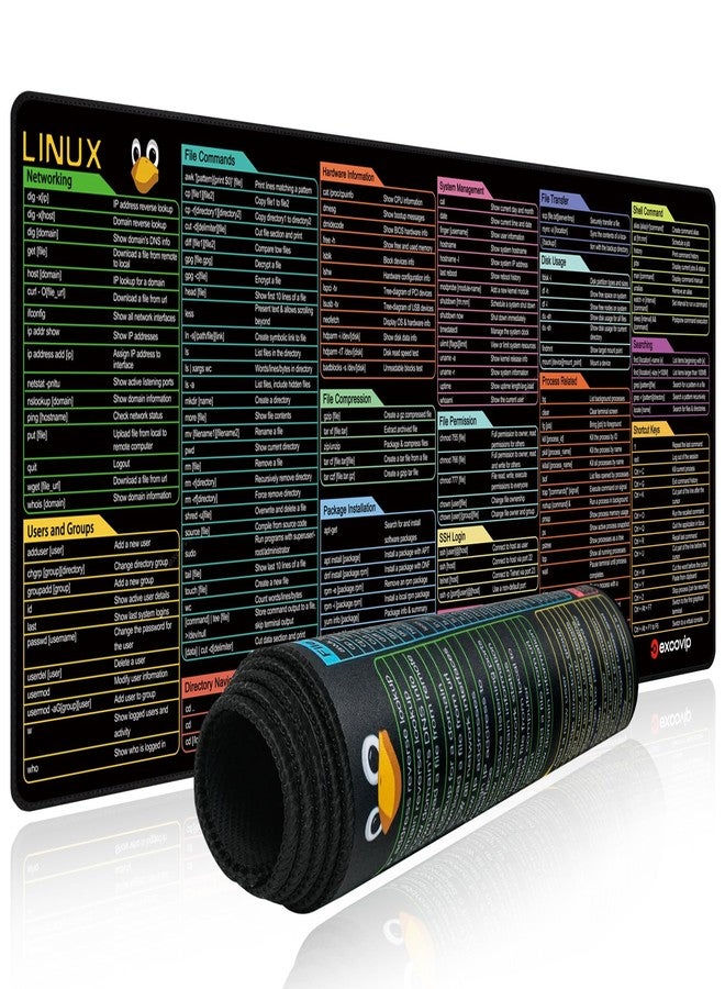 excovip Mouse Pad with Linux Commands Line - Extended Large Cheat Sheet Mousepad 31.4x11.7 inch Shortcuts Desk Mat to Kali/Red/Hat/Ubuntu/OpenSUSE/Arch/Debian/Unix Programmer 0246 - Image 1