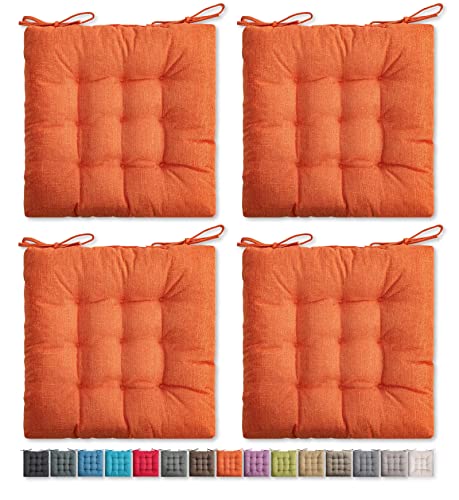 SQUARE MOON 4 Pack Chair Cushions, Seat Cushions, Chair Pads, Chair Mat for Indoor, Outdoor Dining Chair, Kitchen Chairs, Dining Room Chairs (16" × 16" × 4 Pack, Orange) - Image 1