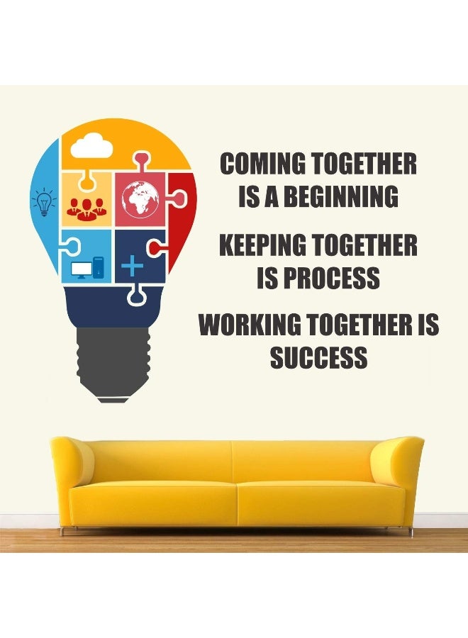 StickMe 'Working to Gather is Success Inspirational Motivational Quotes Wall Sticker (PVC Vinyl, 80 X 55 cm, Multicolour) - Image 1