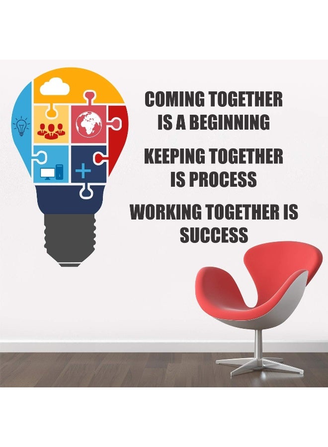 StickMe 'Working to Gather is Success Inspirational Motivational Quotes Wall Sticker (PVC Vinyl, 80 X 55 cm, Multicolour) - Image 2