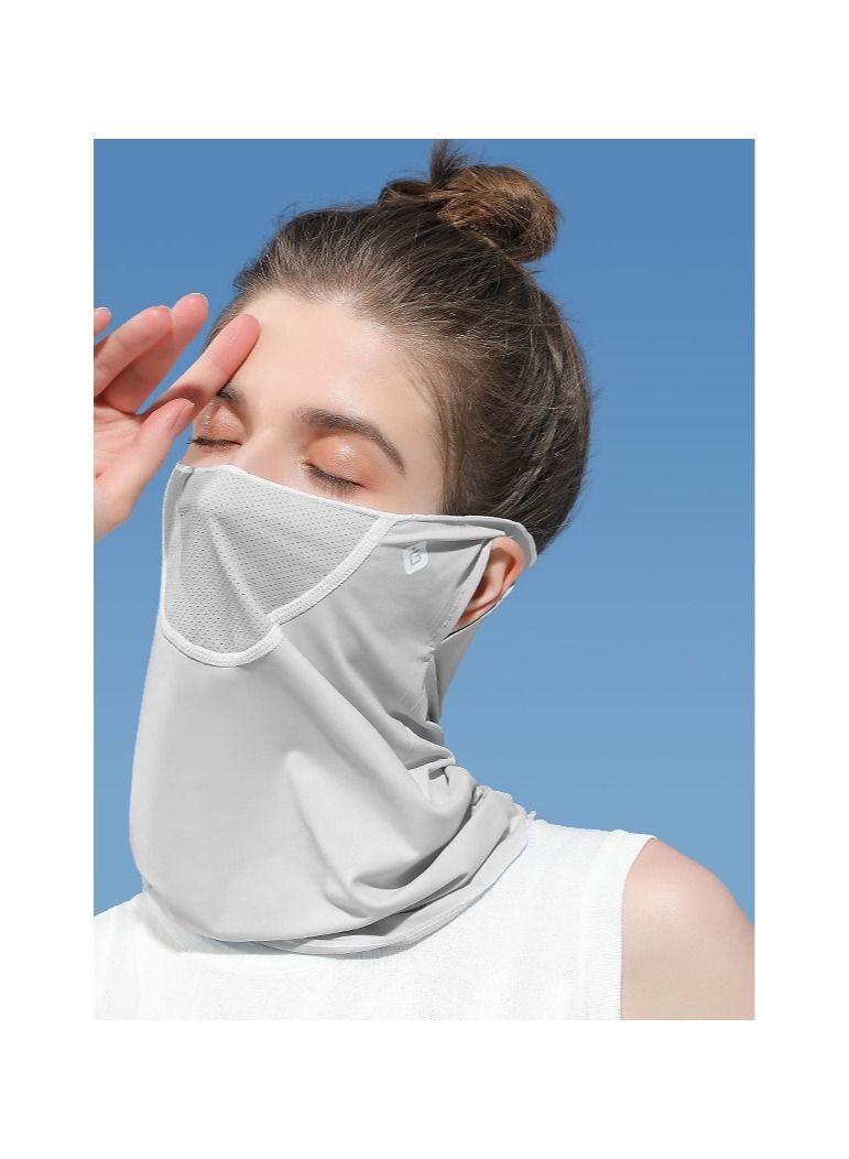 Golovejoy Women Outdoor Cycling Sun Protection Mask Neck protection Sun shading UV Protection Ice Silk Cold Sensation Ear Mask Grey