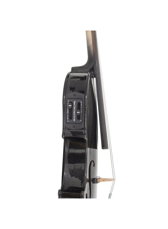 Cecilio 4/4 Full Size Acoustic & Electric Violin for Beginners & Professionals, Hand-Carved Solid Spruce Top, Ebony Fine Tuners, Full Set with Case, Bow, Rosin & AUX Cable (Metallic Black) - Image 5