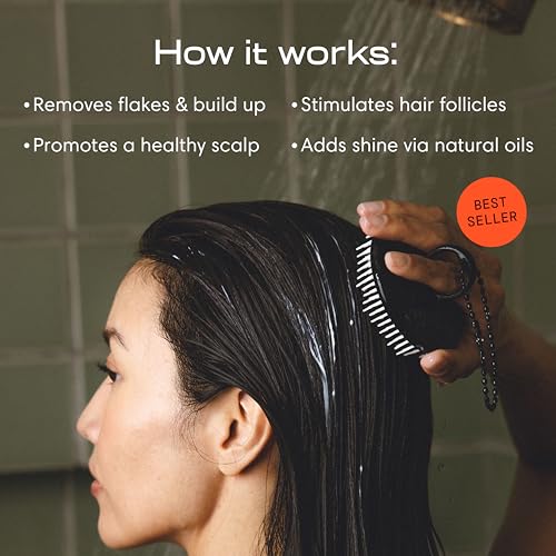 Jupiter Scalp Exfoliator - Scalp Massager Tool for Wet & Dry Hair - Ergonomic Detangler Brush - Dandruff Comb & Scrub to Remove Dandruff & Buildup and Support Circulation - White - Image 3