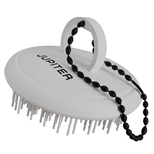 Jupiter Scalp Exfoliator - Scalp Massager Tool for Wet & Dry Hair - Ergonomic Detangler Brush - Dandruff Comb & Scrub to Remove Dandruff & Buildup and Support Circulation - White - Image 1