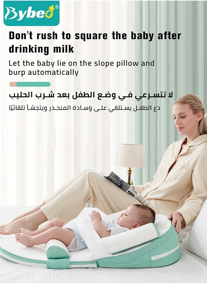 بيبو وسادة رضاعة الأطفال للرضاعة، وسادة الرضاعة الأصلية والمتعددة الوظائف بحجم زائد، حصيرة مائلة لمنع انزلاق حليب الرضاعة، وسادة داعمة من القطن الذاكرة للراحة أثناء إطعام الطفل بالزجاجة والرضاعة الطبيعية.  - Image 2