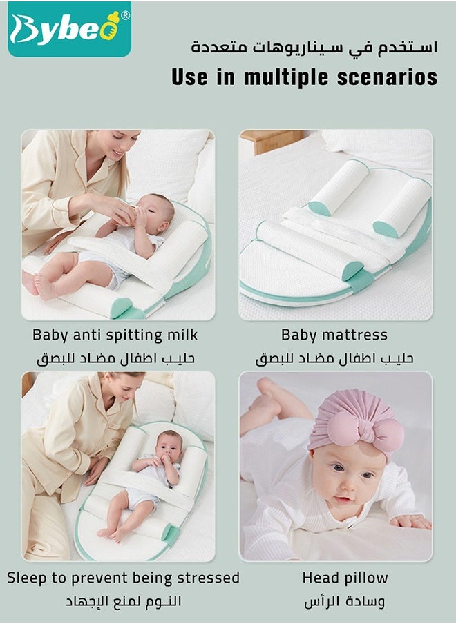 بيبو وسادة رضاعة الأطفال للرضاعة، وسادة الرضاعة الأصلية والمتعددة الوظائف بحجم زائد، حصيرة مائلة لمنع انزلاق حليب الرضاعة، وسادة داعمة من القطن الذاكرة للراحة أثناء إطعام الطفل بالزجاجة والرضاعة الطبيعية.  - Image 4