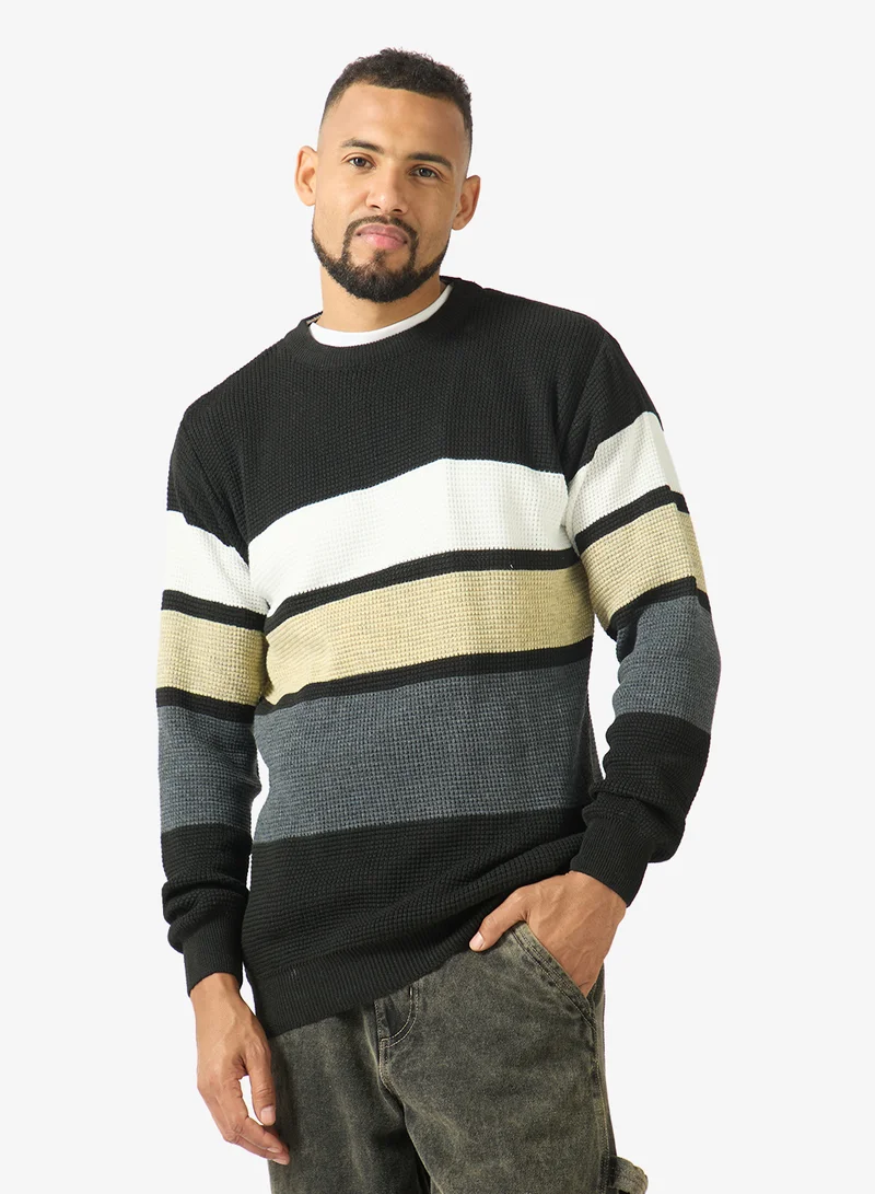 Seventy Five Colorblock Turtle Neck Pullover Sweater