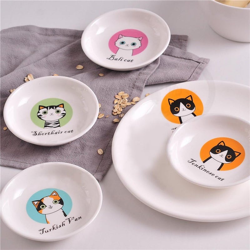 MISS TUTU 4pcs Ceramics Cat Dinner Plate Seasoning Dishes Sushi Dipping Bowl Appetizer Plate Dessert PlateHome Decoration - Image 2