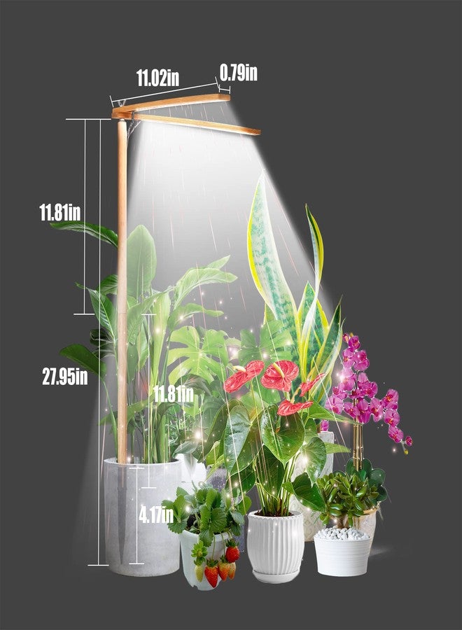 bodkar Wooden Grow Lights for Indoor Plants Full Spectrum, Slim Indoor Plant Growing Light with 6000K White Red LEDs 2-Head (Without Timer/Dimming) - Image 4