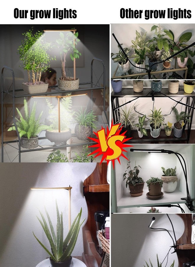 bodkar Wooden Grow Lights for Indoor Plants Full Spectrum, Slim Indoor Plant Growing Light with 6000K White Red LEDs 2-Head (Without Timer/Dimming) - Image 5