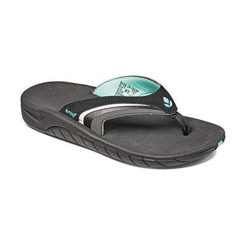 Reef Slap Womens Beach Flip Flop, Arch Support, Durable Outsole, Water Friendly, Black/Black/Aqua, 9 - Image 3