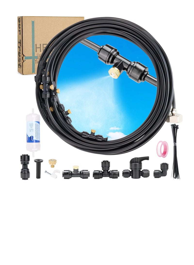 general Misters for Outside Patio, 50ft (15M) Misting Line + Filter + 23 Brass Misting Nozzles +Brass Adapter(3/4") Misting System for Garden, Greenhouse, Trampoline and Chicken Coop - Image 1