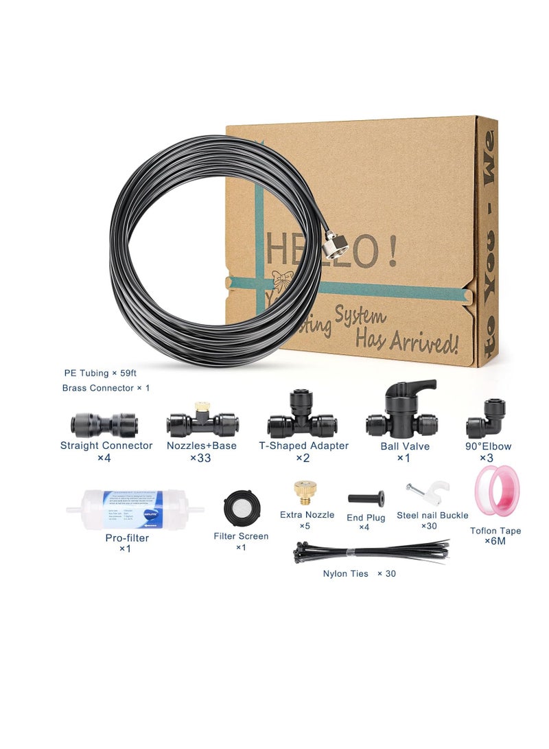 general Misters for Outside Patio, 50ft (15M) Misting Line + Filter + 23 Brass Misting Nozzles +Brass Adapter(3/4") Misting System for Garden, Greenhouse, Trampoline and Chicken Coop - Image 3