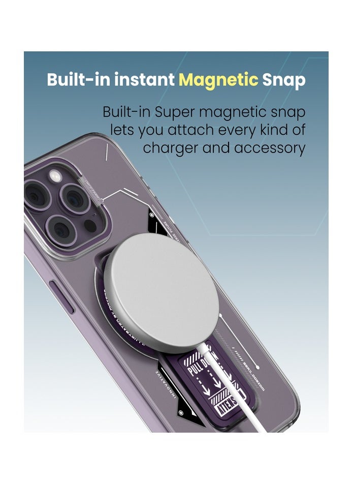 Moxedo Moxedo Magnetic Protective Case Scratch Resistant Drop Protection with Built-in Extendable Grip Stand Compatible for iPhone 14 Pro 6.1 inch - Purple  - Image 2