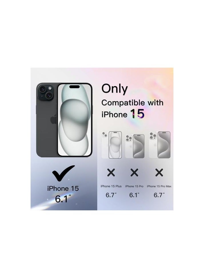 جي تيك حافظة JETech لامعة لهاتف iPhone 15 مقاس 6.1 بوصة متوافقة مع MagSafe، لامعة وشفافة وجذابة للنساء والفتيات، غطاء هاتف لامع مغناطيسي لامع مقاوم للصدمات (أسود) - Image 2