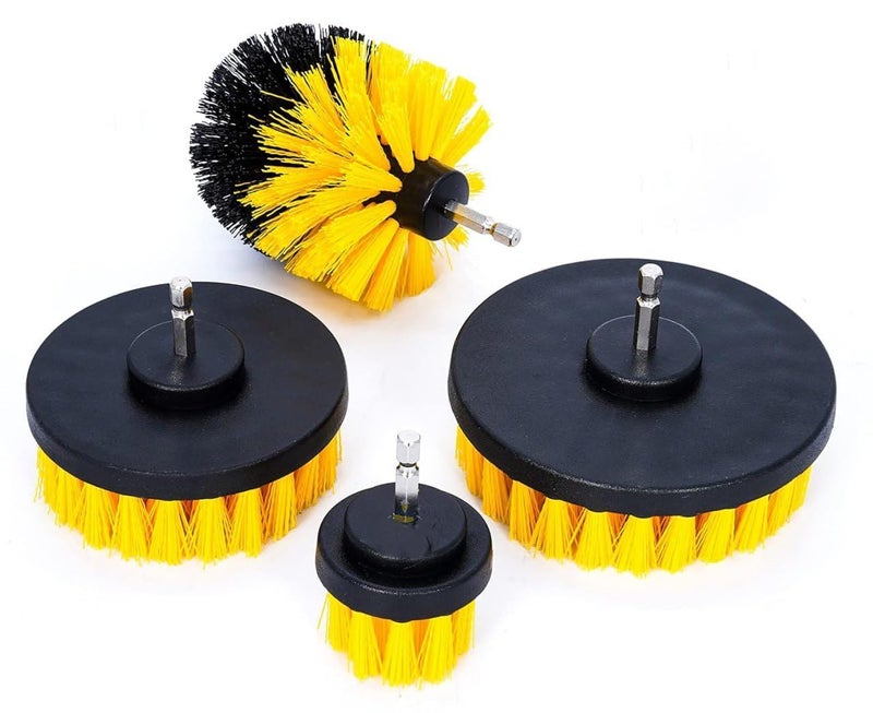 KBZONE Power Drill Scrubber Brush 4PCS Set, Multi-Function Brush Attachment,Scrubber for Bathroom,Tile,Floor, Shower, Corner, Wheel Hub, Sink and Kitchen Surface (Yellow) - Image 5
