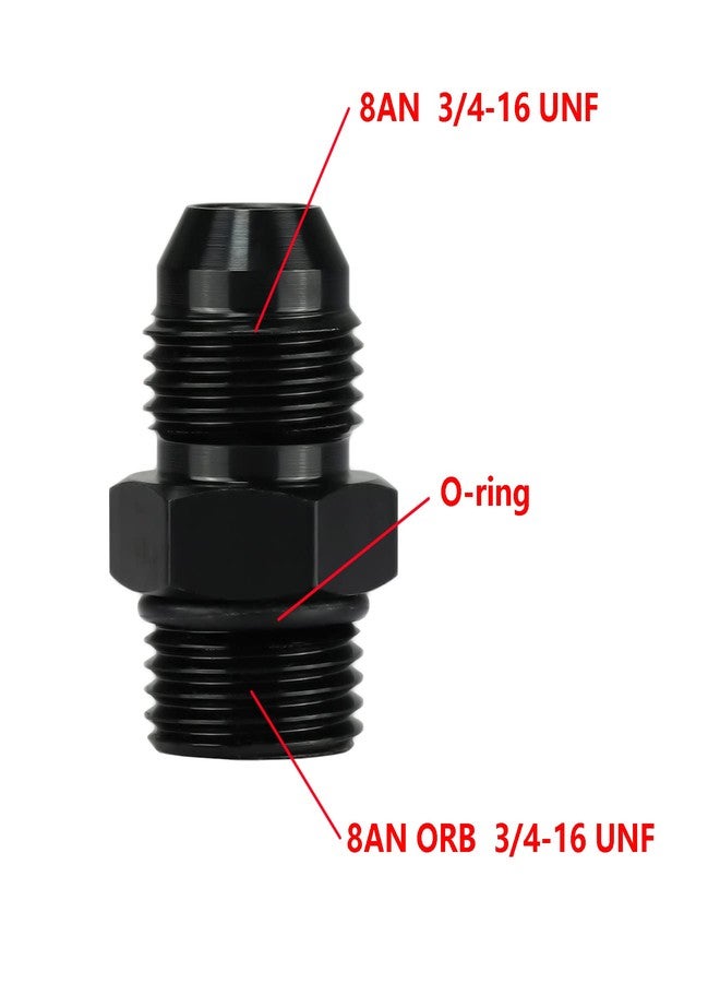 Ucreative 8AN Flare to 8AN ORB Male Fuel Rail Adapter Fitting Black 2Pcs - Image 2
