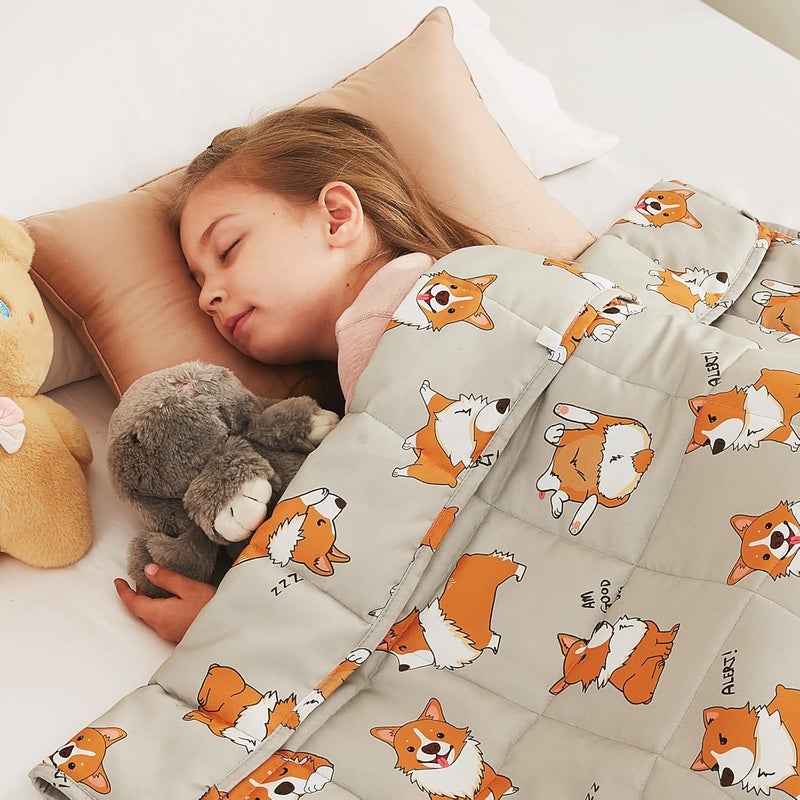 CuteKing Weighted Blanket (7lbs, 40"x 60", Twin, CuteDog) Heavy Blanket for 60-80lbs, Weighted Blanket for Cooling & Heating with Premium Glass Beads, Thick Blanket All-Season - Image 1