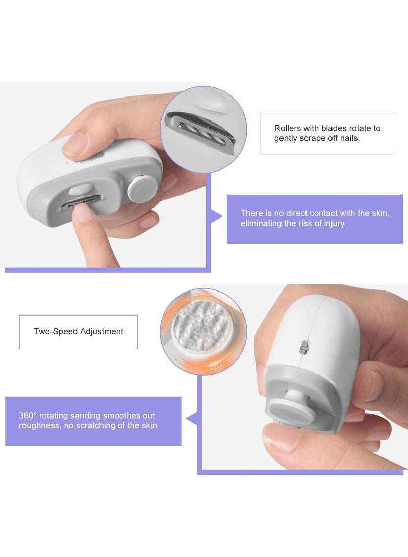 السيد باندا مقص أظافر كهربائي مع ضوء 2 في 1، مقص أظافر كهربائي أوتوماتيكي لتلميع الأظافر وقص الأظافر ومبرد 2 في 1، تصميم 2 في 1، مقص أظافر آمن قابل لإعادة الشحن عبر USB للأطفال وكبار السن والبالغين (اللون الأبيض) - Image 3